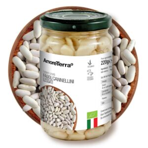 barattolo con fagioli cannellini lessati da 300gr amoreterra