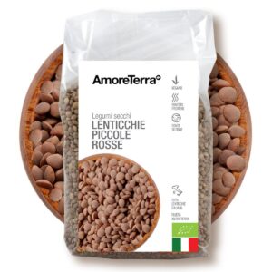 confezione di lenticchie piccole rosse amoreterra da 400 gr