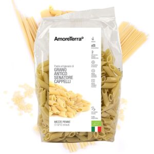 pacco di pasta mezze penne rigate amoreterra da 500 gr