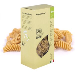 pacco di pasta in cartone con trucioli di ceci da 250 gr